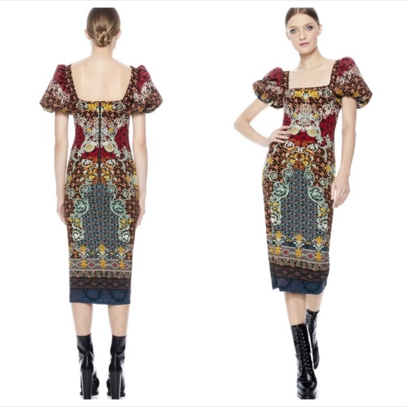 Alice + Olivia Dresses & Skirts - NWT ALICE + OLIVIA Lexia Puff Sleeve Midi Dress Sz 6